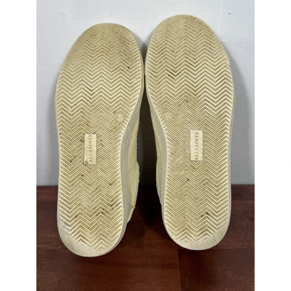 AllSaints Womens Snake Print Leather‎ Low Top Sneakers Cream Black Sz EU 39/8.5